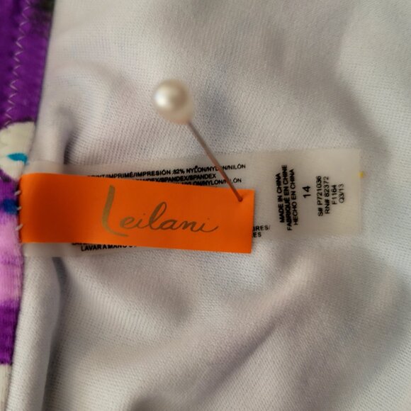 Leilani Floral 2 Piece Tankini Swim Suit Halter Top with Bikini Bottoms Sz 14 - Picture 8 of 11